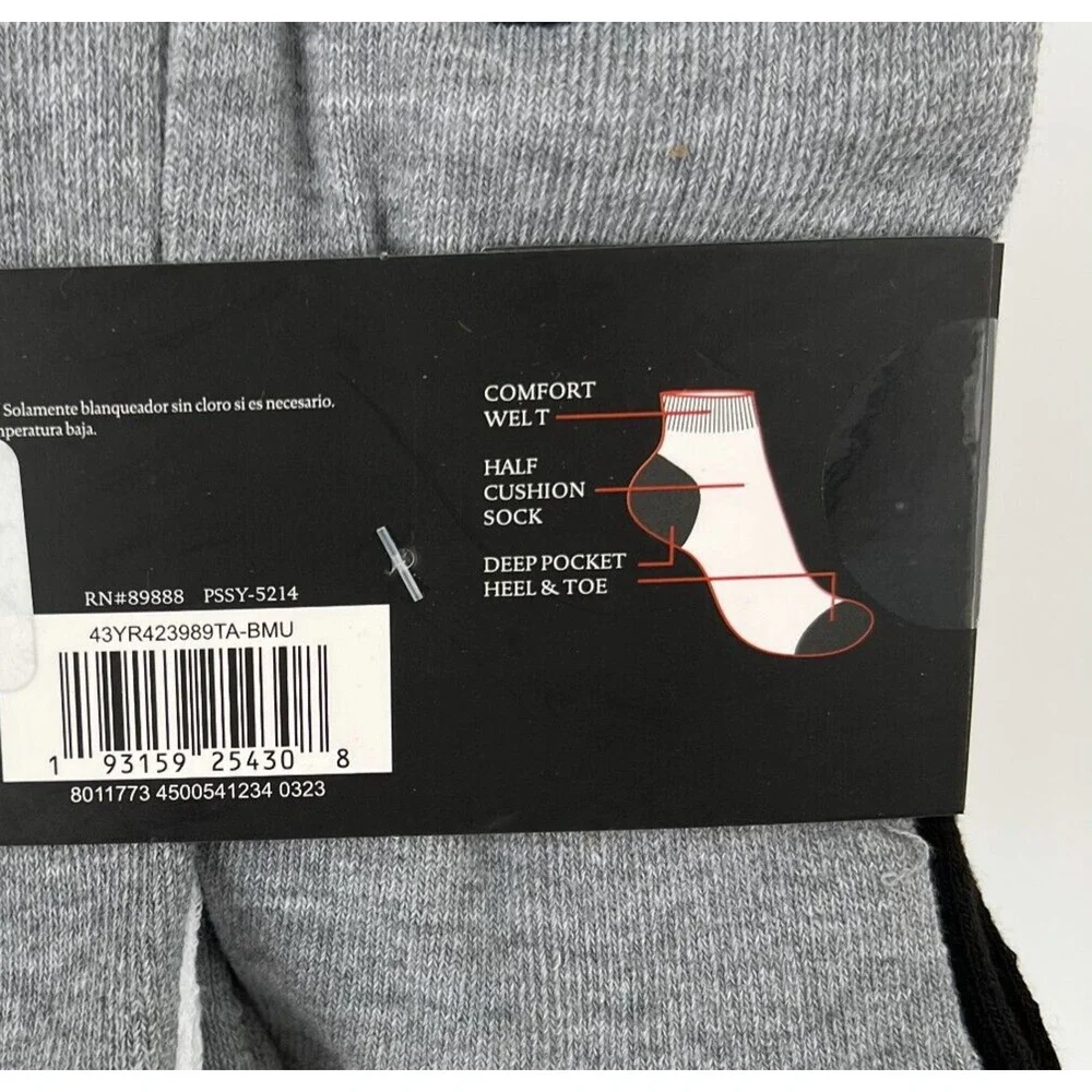 NEW Spyder Men Stripe Quarter Socks 5 Pairs White Black Gray Shoe Size 6 -12